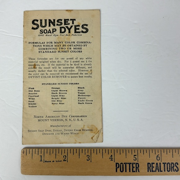 Vtg 1920s - 1940s Sunset Soap Dyes Color Pamphlet  Mt Vernon New York USA - Picture 2 of 4